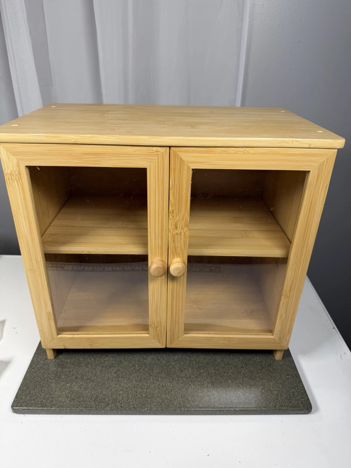 Natural Wood Bamboo Small Breadbox /spice Cabinet Food Kitchen storage