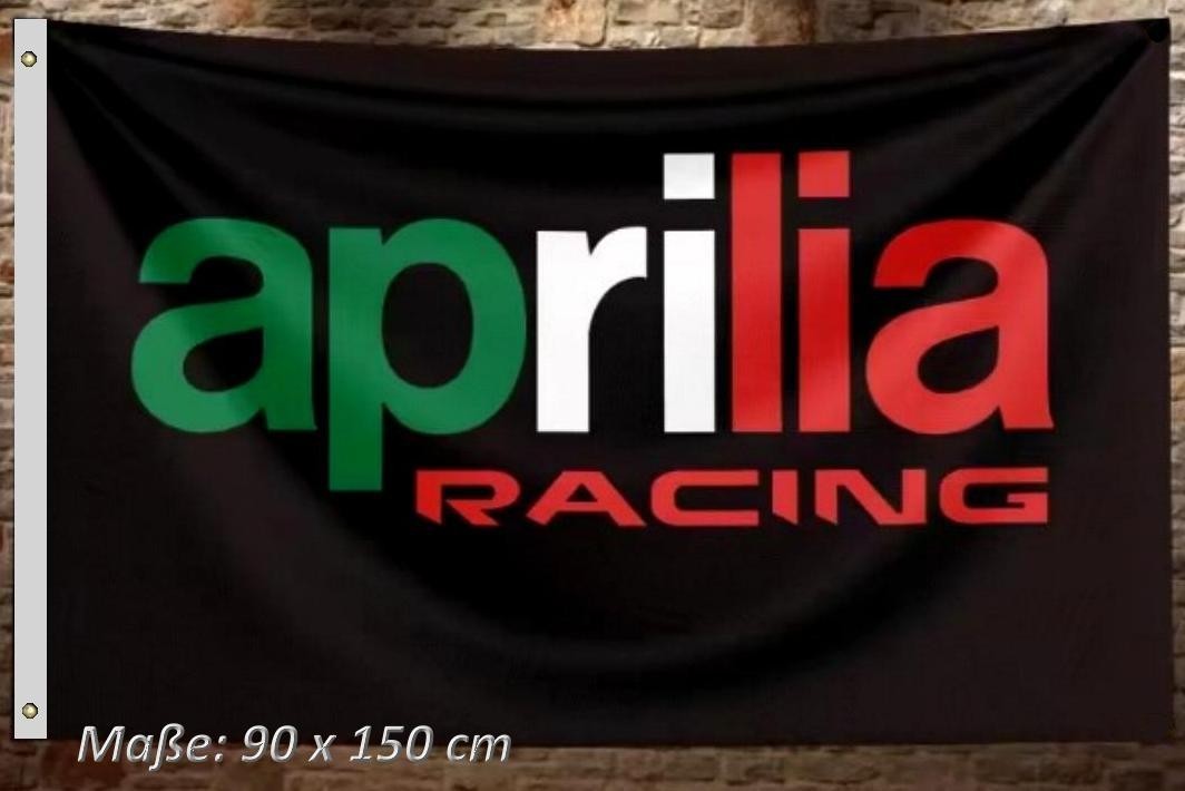 Aprilia racing, Moto GP, bandiera bandiera, bandiera 90x150cm 2 occhielli per albero, in confezione originale