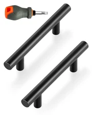 10 PCS 5 Inch Matte Black Cabinet Pulls 3" Hole Center Stainless Steel Hardware