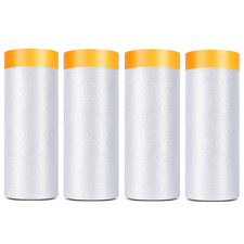 Painters Plastic with Tape, Pre-Taped Masking Film, 4 Rolls Automotive Best Tape