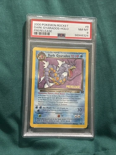 Pokémon Rocket-Holo Dark Gyarados #8 PSA 8 Prerelease 2000