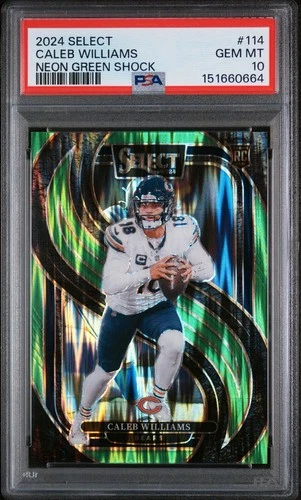 Caleb Williams Rookie PSA 10 Premier Level Green Shock /499 2024 Select Bears RC