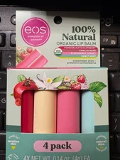 EOS Moisturizing Natural Shea Super Soft Lip Balm - Tropical 4 Pack (NEW)