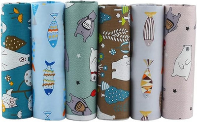 Bear and Fish Animals Cartoon Printed 100% Cotton Quilting Bundles Fabric for Pa