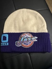 Mitchell & Ness Cream and Purple Utah Jazz Beanie One Size