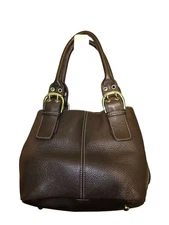 TIGNANELLO Perfect 10 Brown Pebbled Leather Satchel French Tote Bag Purse WOW!!