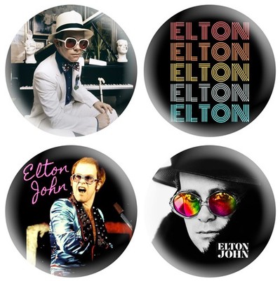 Elton John 70s Pop Rock 2.25'' Pinback Buttons Rocket Man Retro Music 4 Pins Set