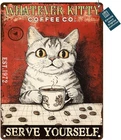 Vintage Cat Tin Metal Signs Home Décor Whatever Kitty Coffee Co Serve Yourself R