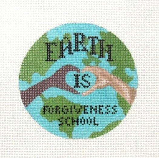 The Gingham Stitchery Earth Love Ornament Handpainted Needlepoint