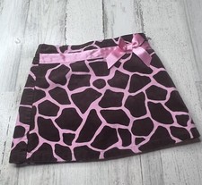 Vintage GYMBOREE Girls 5 Pink Brown Velveteen Giraffe Club Love Skirt LN