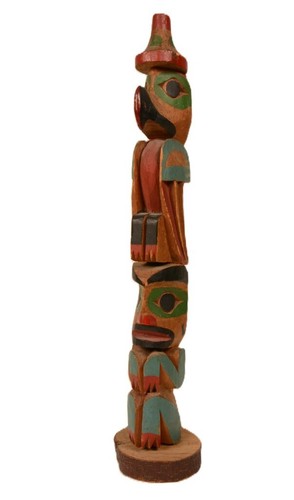 Antique Northwest Coast Totem Pole: Nootka ca 1930 13" Very Good Condition - Picture 2 of 5