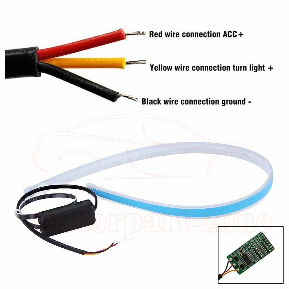 2x 60CM Slim Amber White Headlight Sequential Flexible LED DRL - Foto 5