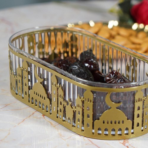 Deser Taca na żywność Kute żelazo Taca Dekoracje do domu ^ Islamski Ramadan N8N5 - Zdjęcie 7 z 12