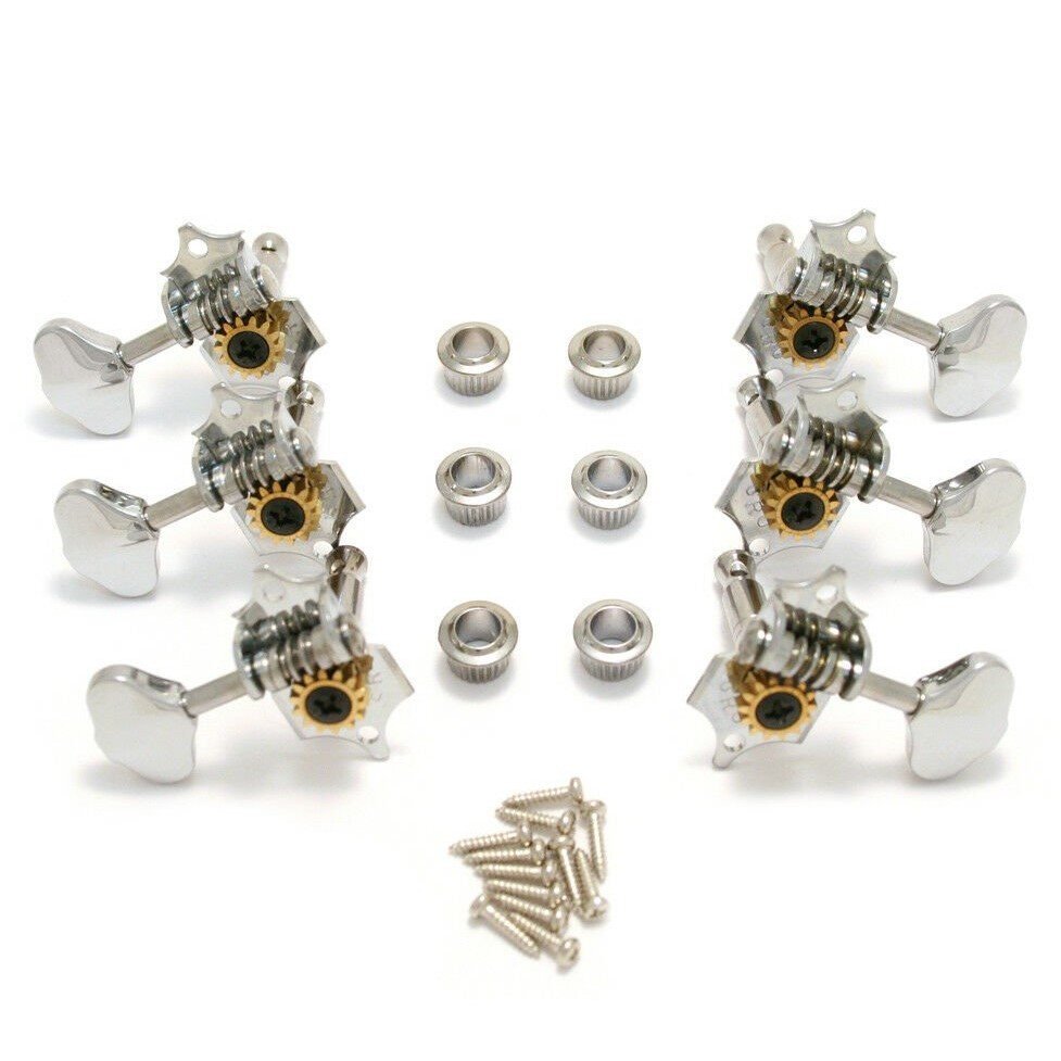 Grover Guitar Tuning Pegs V97C StaTite Tuners 3 Treble 3 Bass Chrome