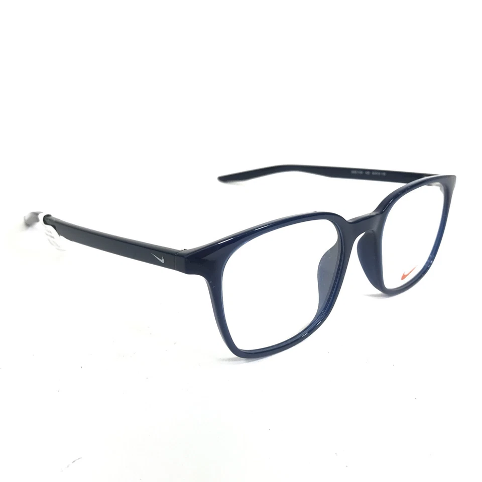 Monturas para gafas Nike 7124 420 azul cuadrado borde completo blanco logotipo Swoosh 50-19-145 Foto 3 de 4