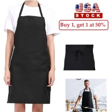 1Pack Cooking Kitchen Aprons Apron With 2 Pockets for Men Women Black Chef USA