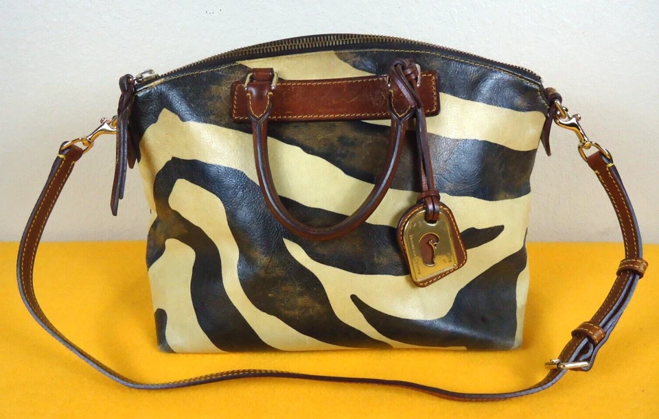 VINTAGE DOONEY AND BOURKE  FLORENTINE LEATHER ZEBRA PRINT TOTE BAG-PURSE