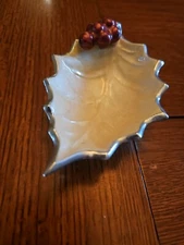 Julia Knight Holly Sprig 6.5" Sauce Bowl Silver Tone with Red Berries
