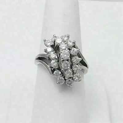 3Ct Simulated Diamond Waterfall Cluster Cocktail Ring White Gold Plated Silver
