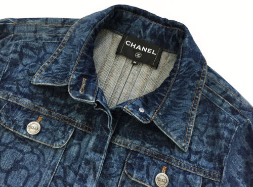 GIACCA CHANEL 16P CAMELLIA DENIM MANICA GONFIA $5,495 * FR 44 / US 10 * INCONTAMINATA - Foto 9 di 14
