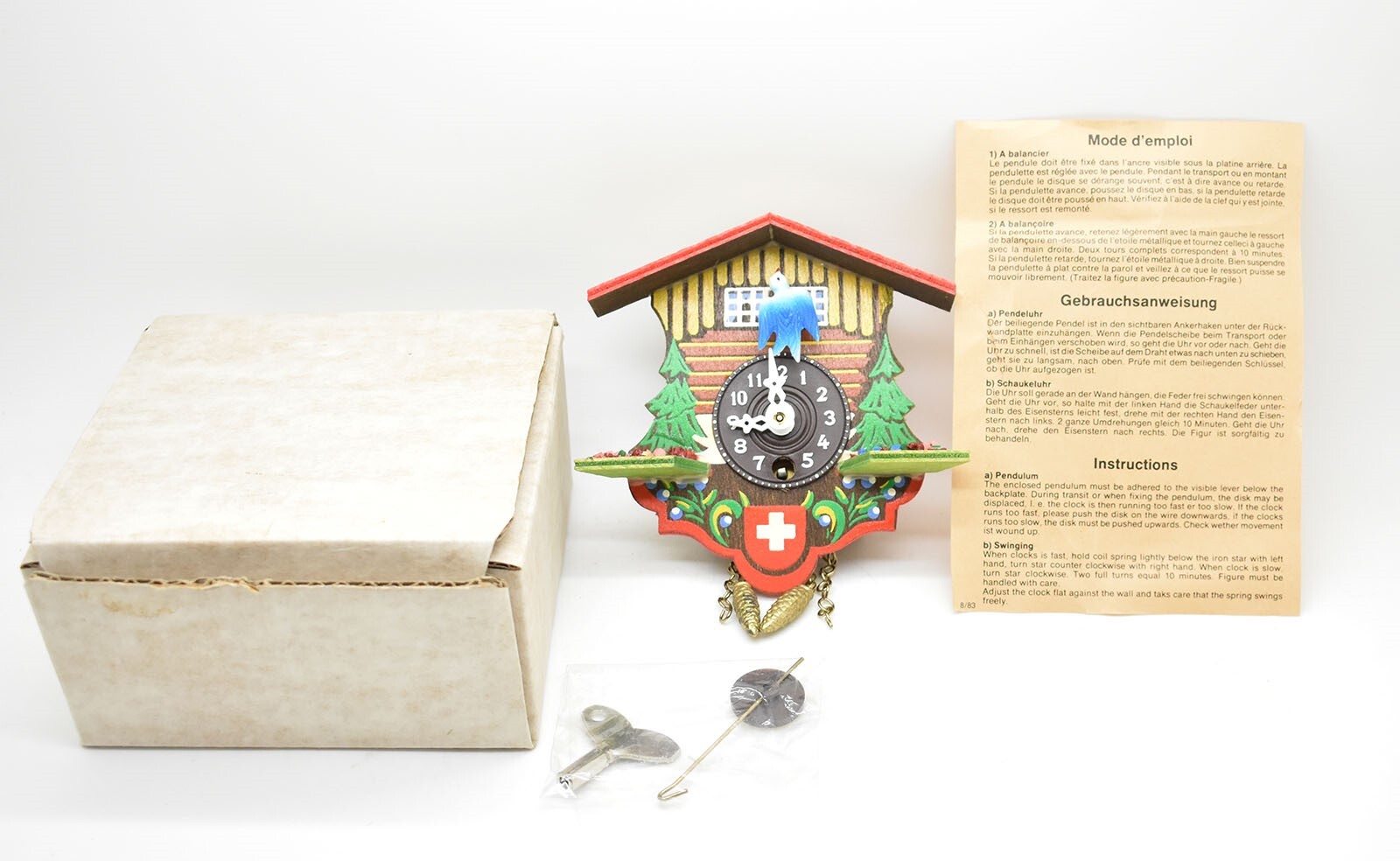 Trenkle Black Forest Swiss House Clock 4"