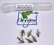 Red Fox Squirrel Wet Fly, 6 Fly in tube, FREE shipping on Additional Items!