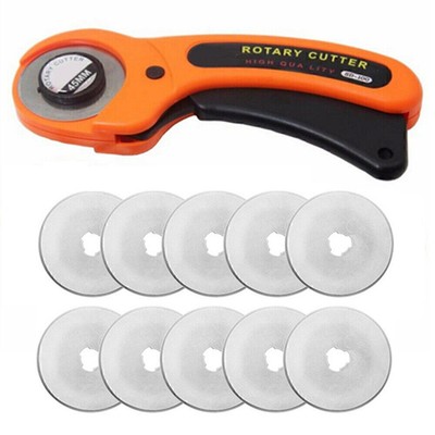 Rotary Cutter Kit 45Mm W/ 10 Extra Blades Cutting Mat Ruler Knife Pouch Craft-