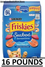 Purina Friskies Dry Cat Food High Protein Seafood Sensations, 16 lb Bag