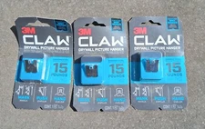 [Lot of 3] 3M Drywall Claw Picture Hanger 15 pound
