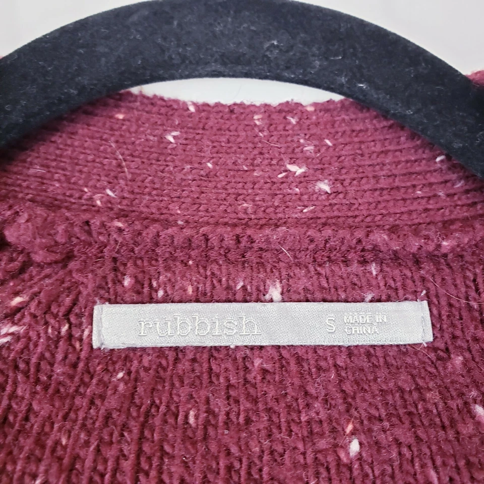 Cárdigan de basura para mujer suéter tejido con cable talla pequeña 1 botón mezcla de lana Foto 2 de 4