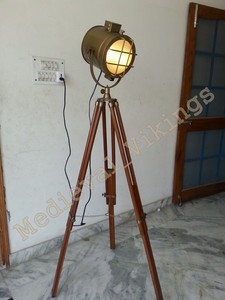 Designer Antique Wooden Tripod Searchlight Floor lamp Nautical ... Designer Antique Wooden Tripod Searchlight Floor lamp Nautical ...
