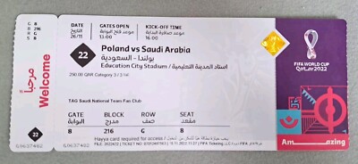 Sammler Used Ticket 2022 Fifa World Cup #22 Poland - Saudi Arabia * Qatar