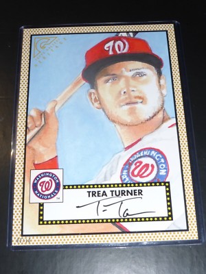 2018 TOPPS GALLERY HERITAGE 1952 STYLE GOLD 5x7 CARD #D/10~TREA TURNER #30