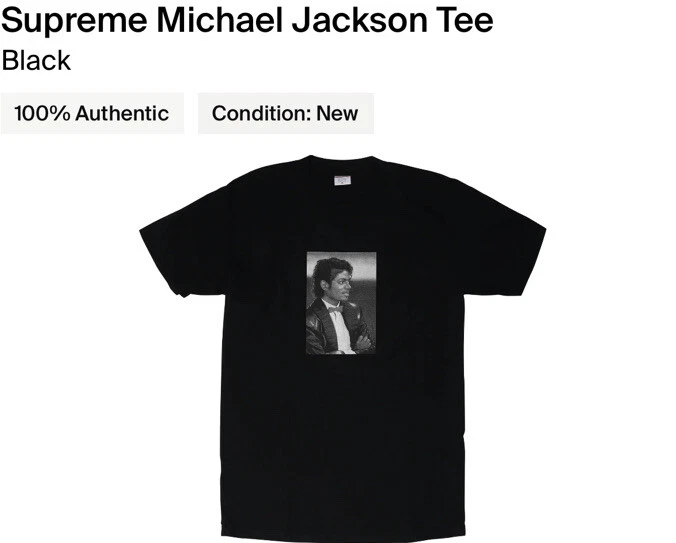 T shirt Supreme Micheal Jackson ! SS17 ! Noir ! Moyen !!100% authentique !Très rare !NEUF AVEC ÉTIQUETTE !
