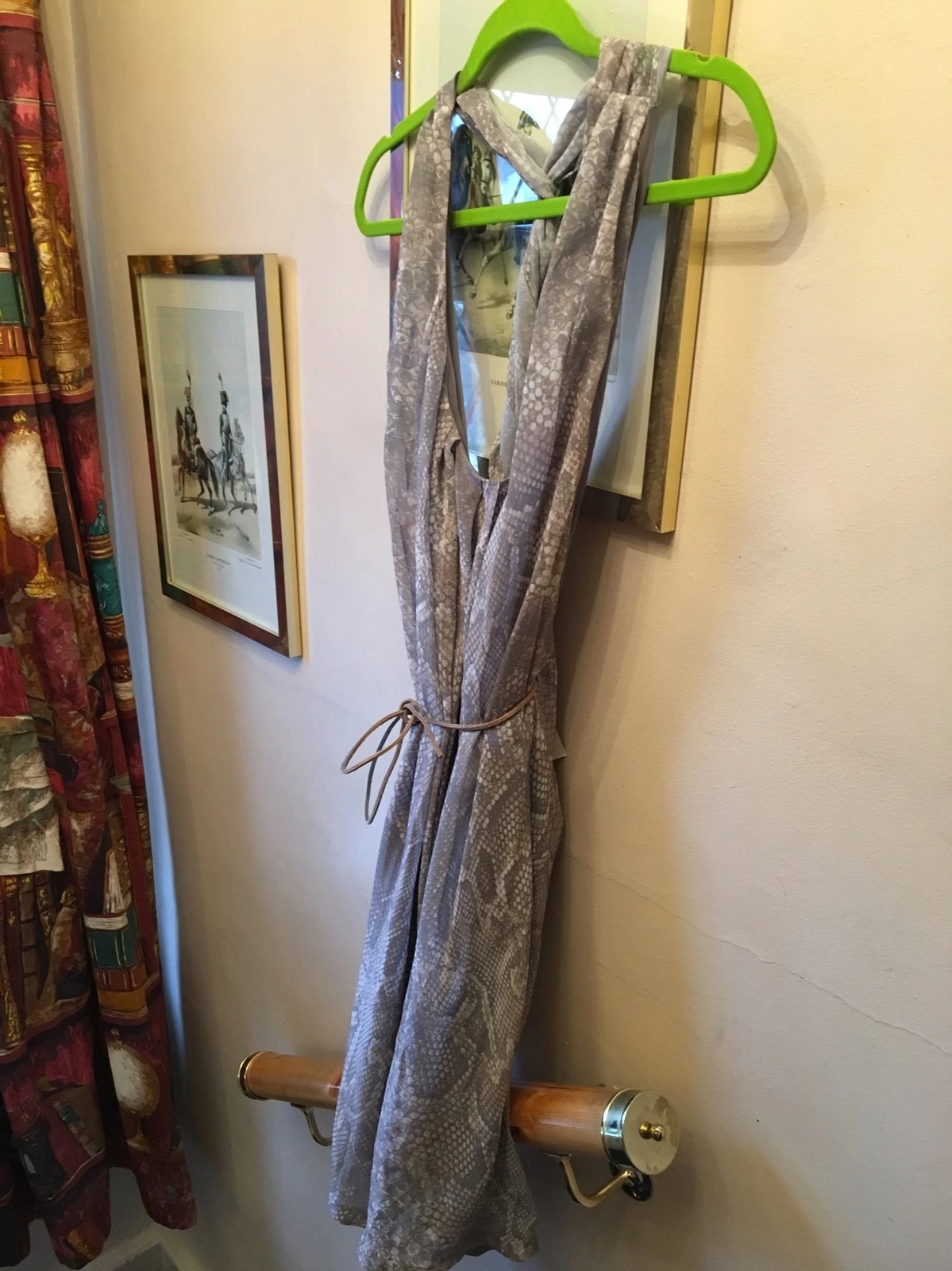 ACNE STUDIOS Nuovo top abito acne Naia stampa serpente setoso ritorto schiena giorno notte festa 40 UK 12