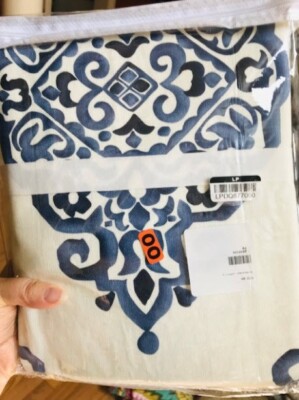 Pottery Barn Asher Medallion Drapes Set 2 Twilight Blue 50x 96 Cotton Pair More