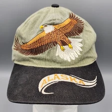 Arctic Circle Enterprises Alaska Embroidered Eagle Graphic Hat Cap Olive Black