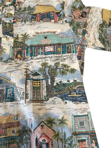 VTG Reyn Spooner Commemorative Classic L Town Print Pullover Aloha Shirt 1/4 - Picture 2 of 8