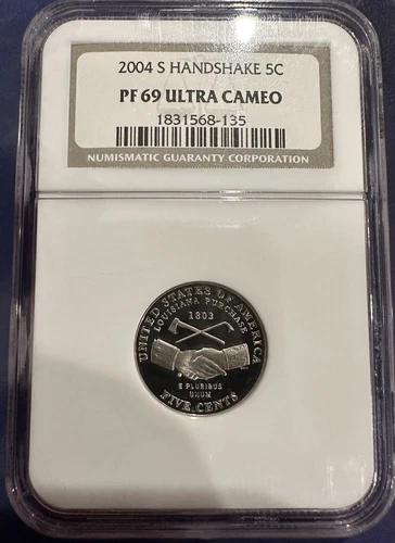2004 S HANDSHAKE 5C JEFFERSON Nickel NGC PF 69 ULTRA CAMEO Sealed