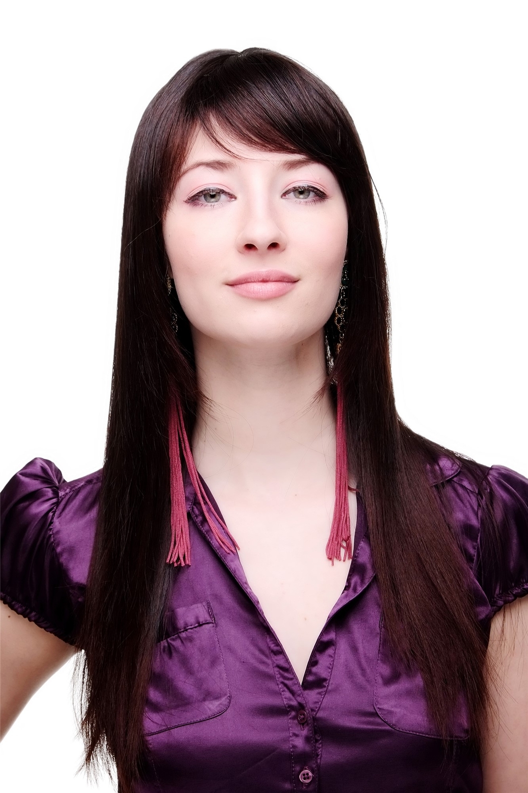 Wig Brunette/Brown Variable Bangs or Part Chestnut Long Smooth 3280-2T33