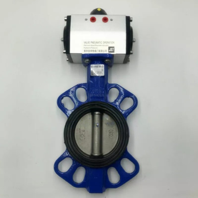 3'' DN80 Double Acting Pneumatic Butterfly Valve Wafer Type EPDM Sealing