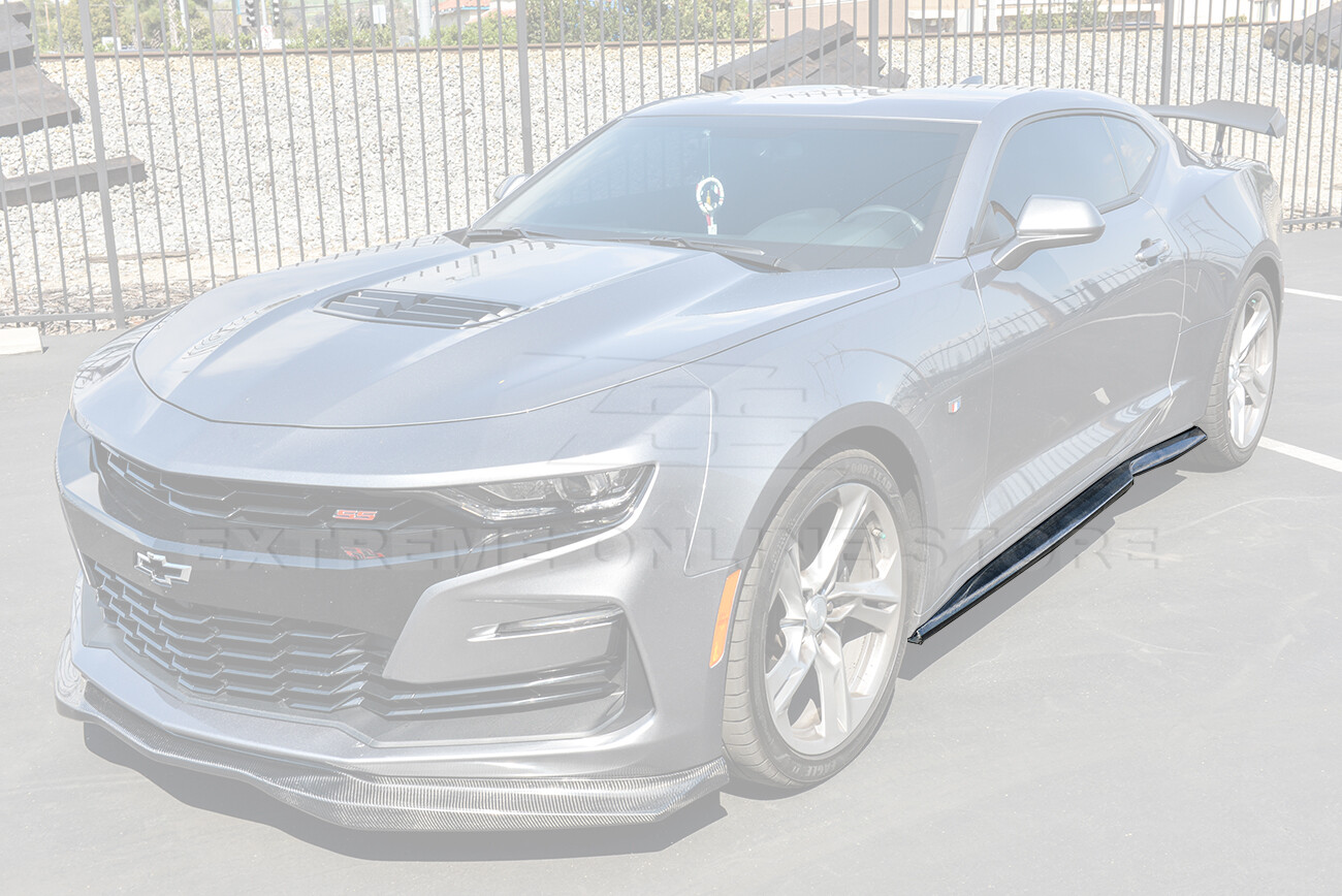 T6 Style CARBON FIBER Side Skirts Rocker Panel Pair For 16-Up Camaro SS & RS