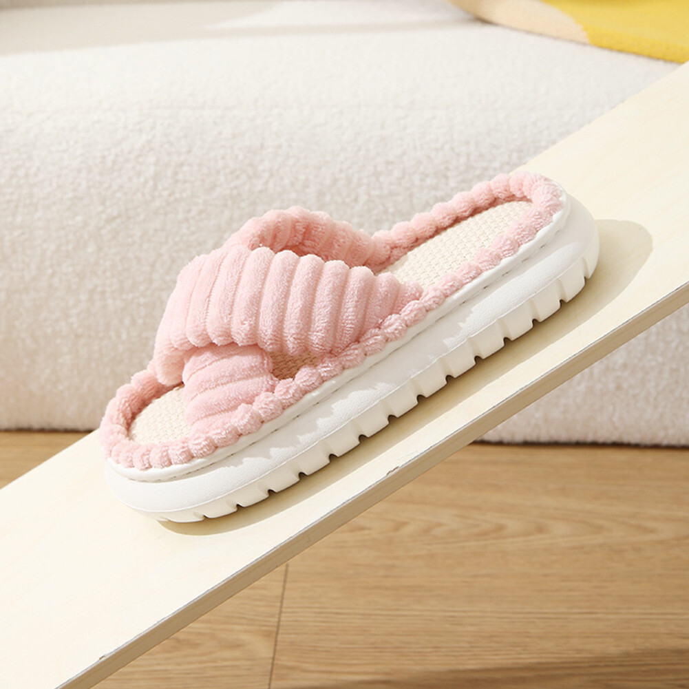 APL Scarpe slip on da donna pantofole a fascia incrociata in peluche forniture per la casa (Rosa 40 41)