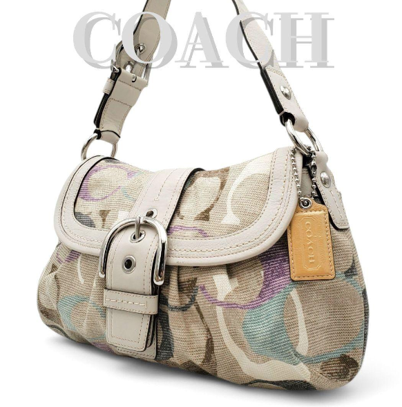 COACH Signature Soho Shoulder Bag Canvas with Flap Bag