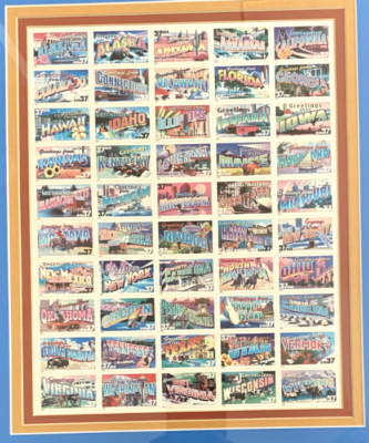 USPS Stamp Collection All 50 States Stamp Panel Framed Large Award