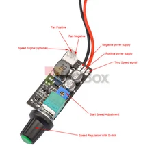 DC 5-12V PWM Fan Governor Speed Control with Knob 2-3 Wire Switch Fan Regulation