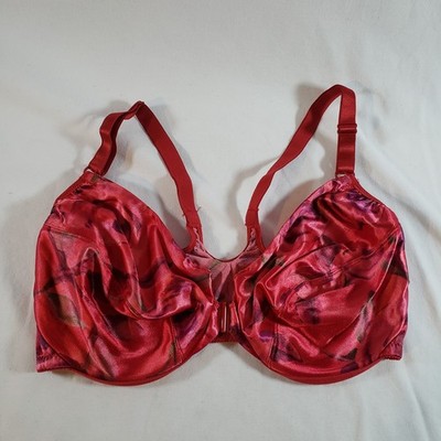 Victoria's Secret Second Skin Satin Unlined Bra 38D Red Floral Racerback