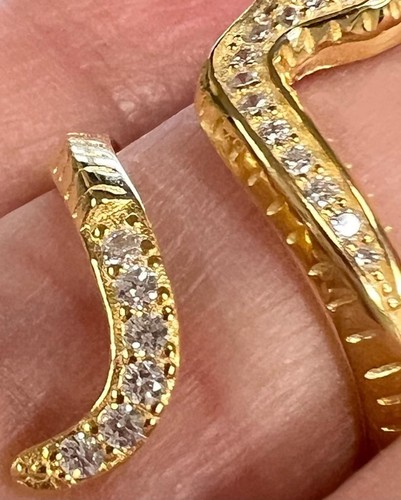 Genuine Ruby Diamond Emerald Coiled Snake Ring 14K Yellow Gold on solid 925 coil - Picture 12 of 16