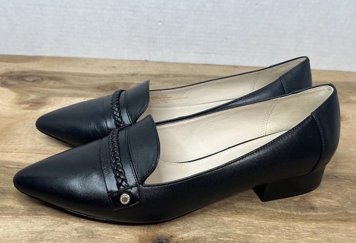 Cole Haan Women's Mabel Skimmer Pointed Toe Black Leather Ballet Loafers Sz 8.5