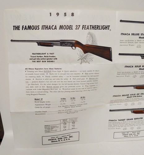 1958 Vintage Ithaca Rifle Co 4 page Fold out Flyer with Prices - Picture 3 of 5